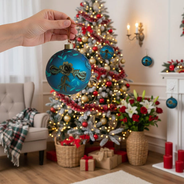 4PCS Set Christmas Glass Ball Ornaments Hanging Tree Decor Shiny Holiday Party Supplies Tree Decorations FBA Shipment