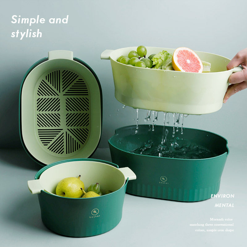 Kitchen Household Large Double-layer Plastic Drain Basket Sink