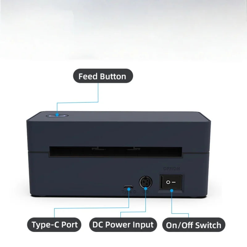 Portable Thermal Label Printer 203 DPI – Inkless 4x6 Shipping Label Printer with Bluetooth & USB for Small Business