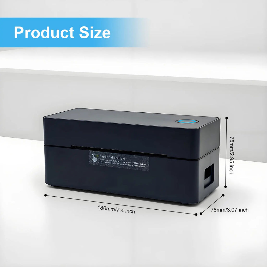 Portable Thermal Label Printer 203 DPI – Inkless 4x6 Shipping Label Printer with Bluetooth & USB for Small Business