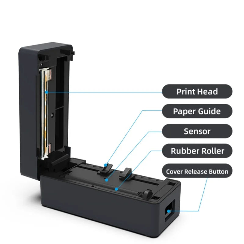 Portable Thermal Label Printer 203 DPI – Inkless 4x6 Shipping Label Printer with Bluetooth & USB for Small Business