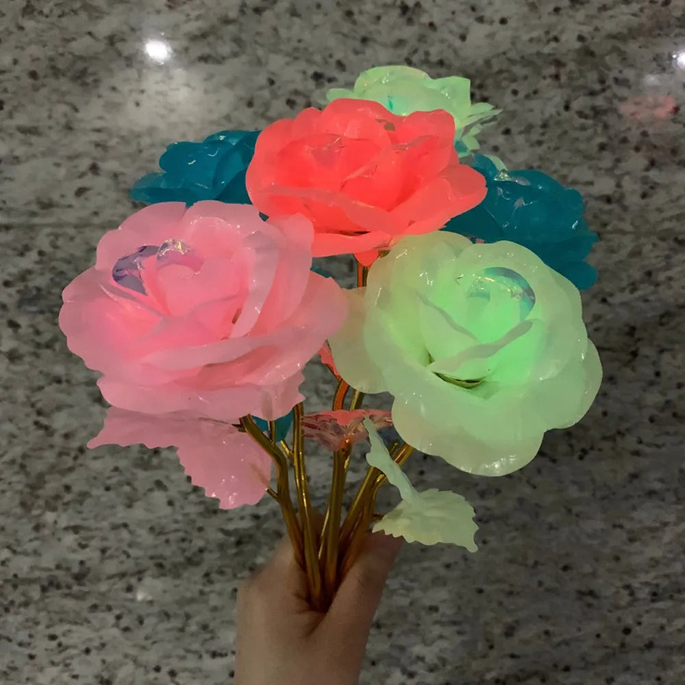 Luminous Eternal Rose Flower with 24K Gold Foil – Glow in the Dark Artificial Rose | Romantic Valentine’s Day & Mother’s Day Gift