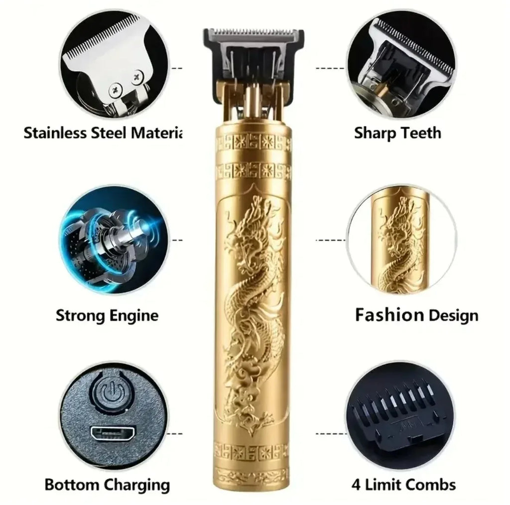 Men’s Professional T9 Retro Hair Trimmer – Rechargeable Beard & Hair Cutting Machine | USB Charging | Precision Blade