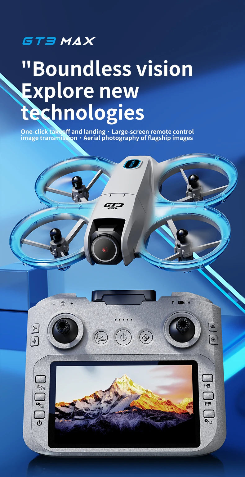 GT3 Mini Dual Camera Drone 6K/8K – Obstacle Avoidance FPV Quadcopter with LED Lights, Optical Flow, 360° Flip & App Control