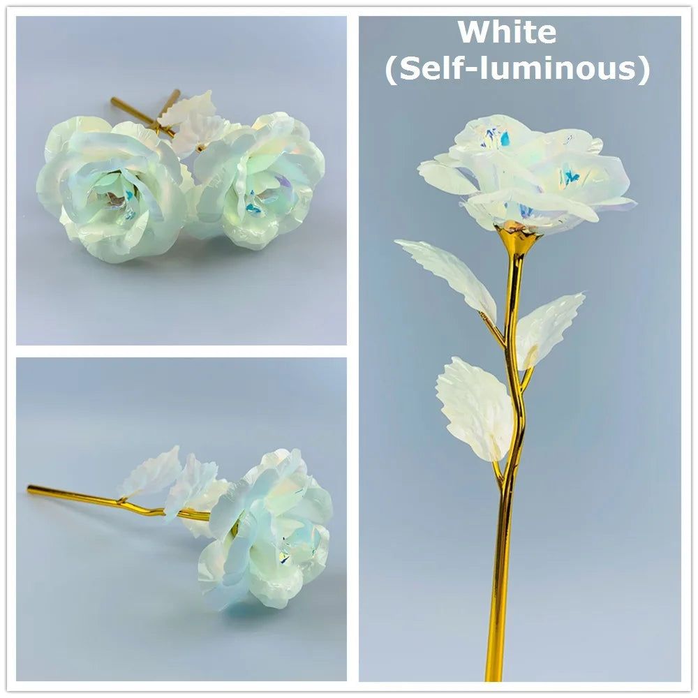 Luminous Eternal Rose Flower with 24K Gold Foil – Glow in the Dark Artificial Rose | Romantic Valentine’s Day & Mother’s Day Gift
