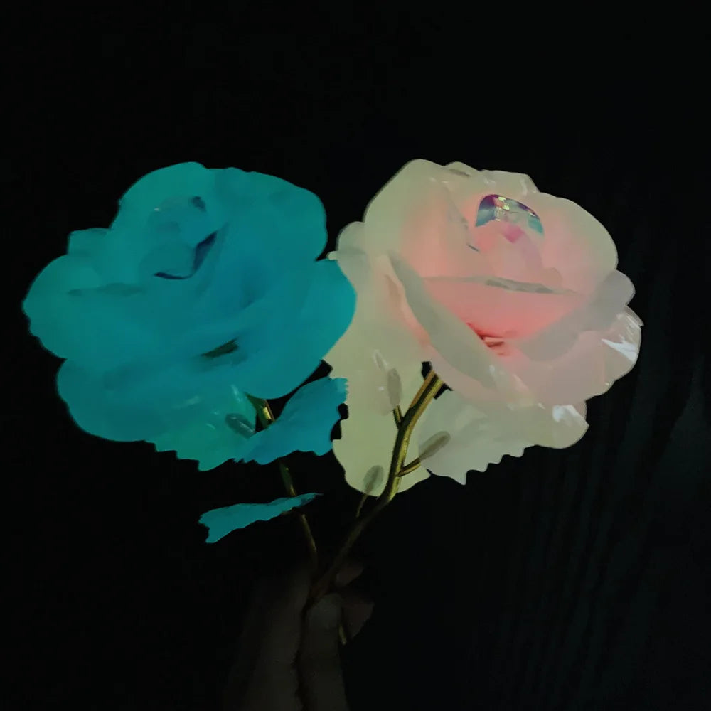Luminous Eternal Rose Flower with 24K Gold Foil – Glow in the Dark Artificial Rose | Romantic Valentine’s Day & Mother’s Day Gift