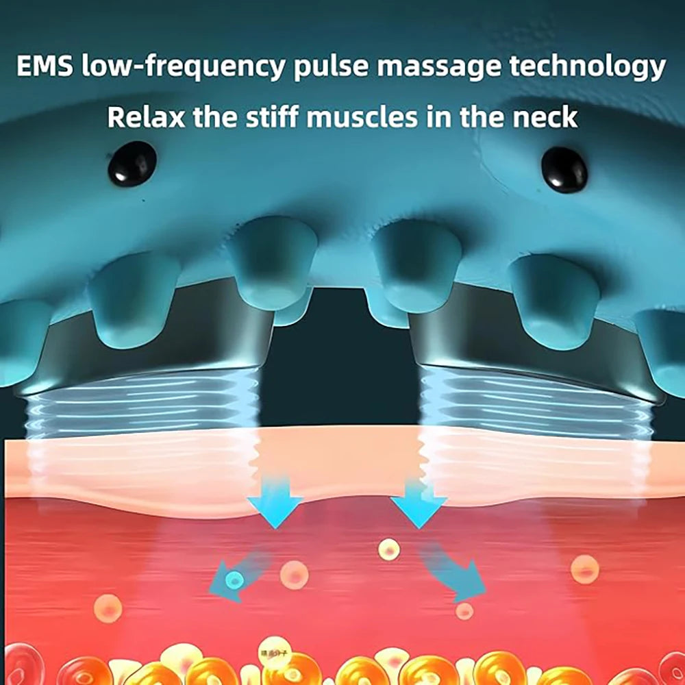 EMS Neck Cervical Massager With Heat, Portable Low-Frequency Pulse Neck Spine Traction Relaxer Massage Pillow With Remote