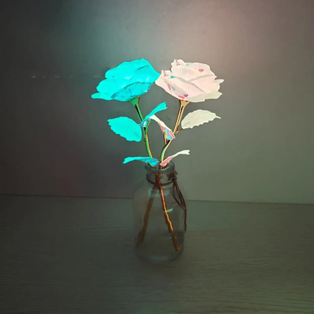 Luminous Eternal Rose Flower with 24K Gold Foil – Glow in the Dark Artificial Rose | Romantic Valentine’s Day & Mother’s Day Gift