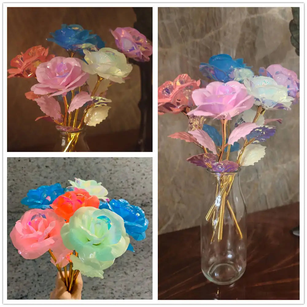 Luminous Eternal Rose Flower with 24K Gold Foil – Glow in the Dark Artificial Rose | Romantic Valentine’s Day & Mother’s Day Gift
