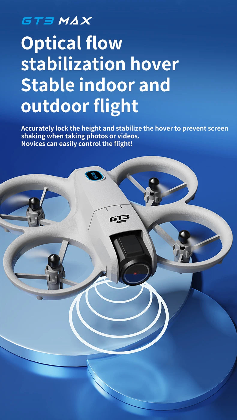 GT3 Mini Dual Camera Drone 6K/8K – Obstacle Avoidance FPV Quadcopter with LED Lights, Optical Flow, 360° Flip & App Control