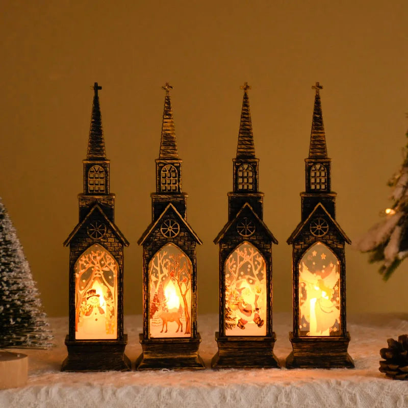 Christmas LED Night Light Santa Claus Snowman Fairy Light Lantern 2025 Christmas Home Table Decoration New Year Party Kids Gift