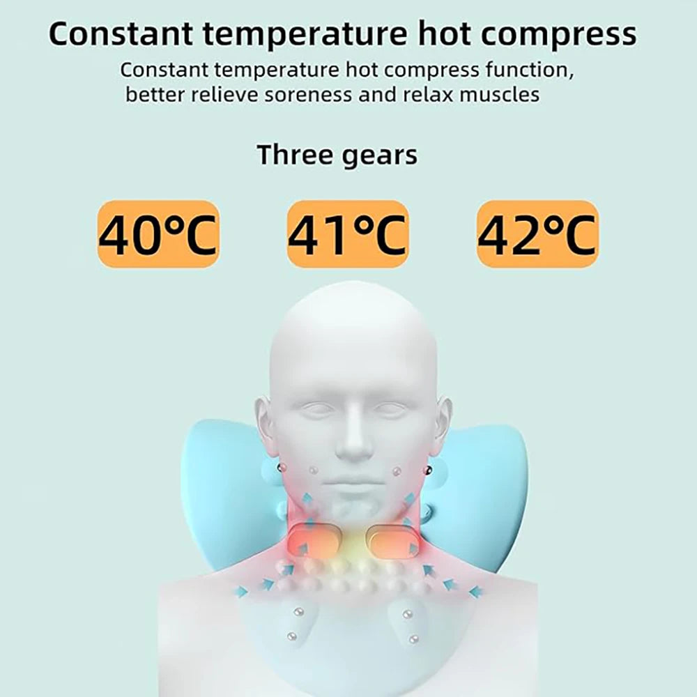 EMS Neck Cervical Massager With Heat, Portable Low-Frequency Pulse Neck Spine Traction Relaxer Massage Pillow With Remote