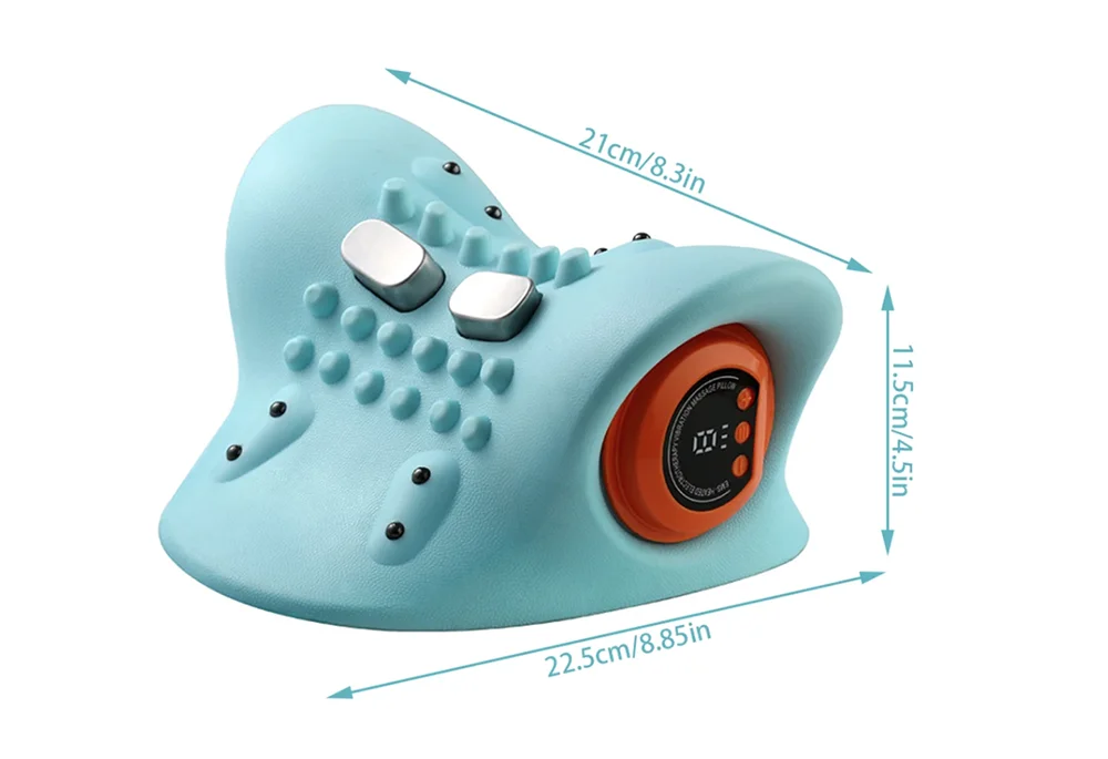 EMS Neck Cervical Massager With Heat, Portable Low-Frequency Pulse Neck Spine Traction Relaxer Massage Pillow With Remote