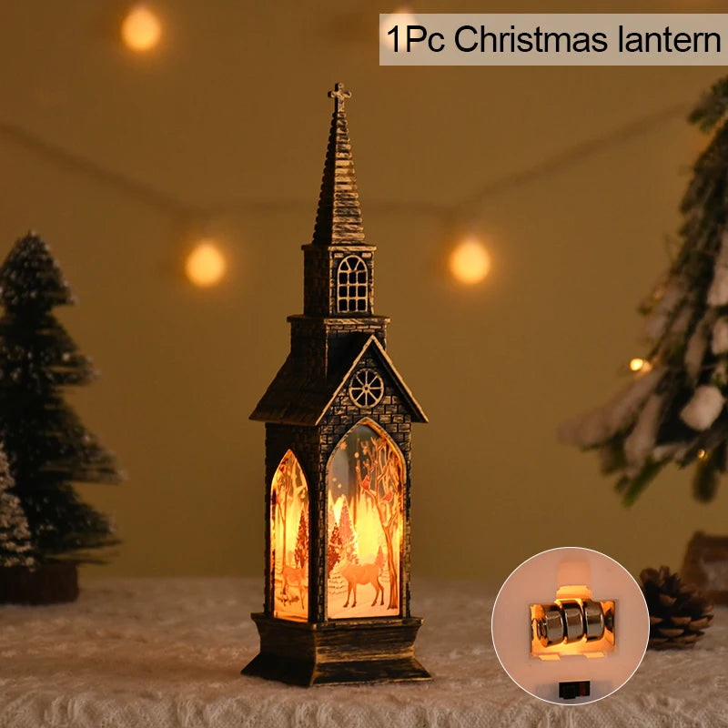 Christmas LED Night Light Santa Claus Snowman Fairy Light Lantern 2025 Christmas Home Table Decoration New Year Party Kids Gift