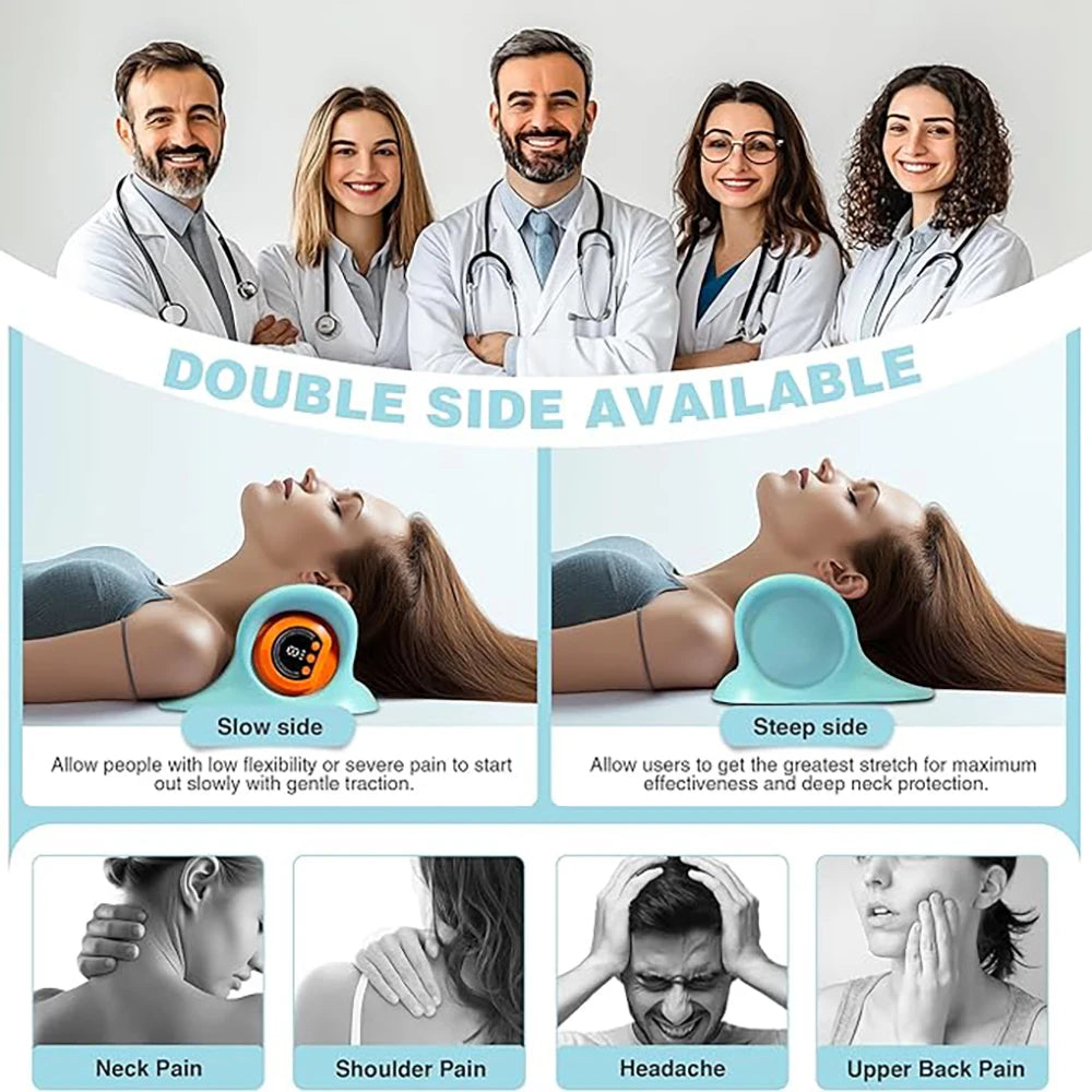 EMS Neck Cervical Massager With Heat, Portable Low-Frequency Pulse Neck Spine Traction Relaxer Massage Pillow With Remote