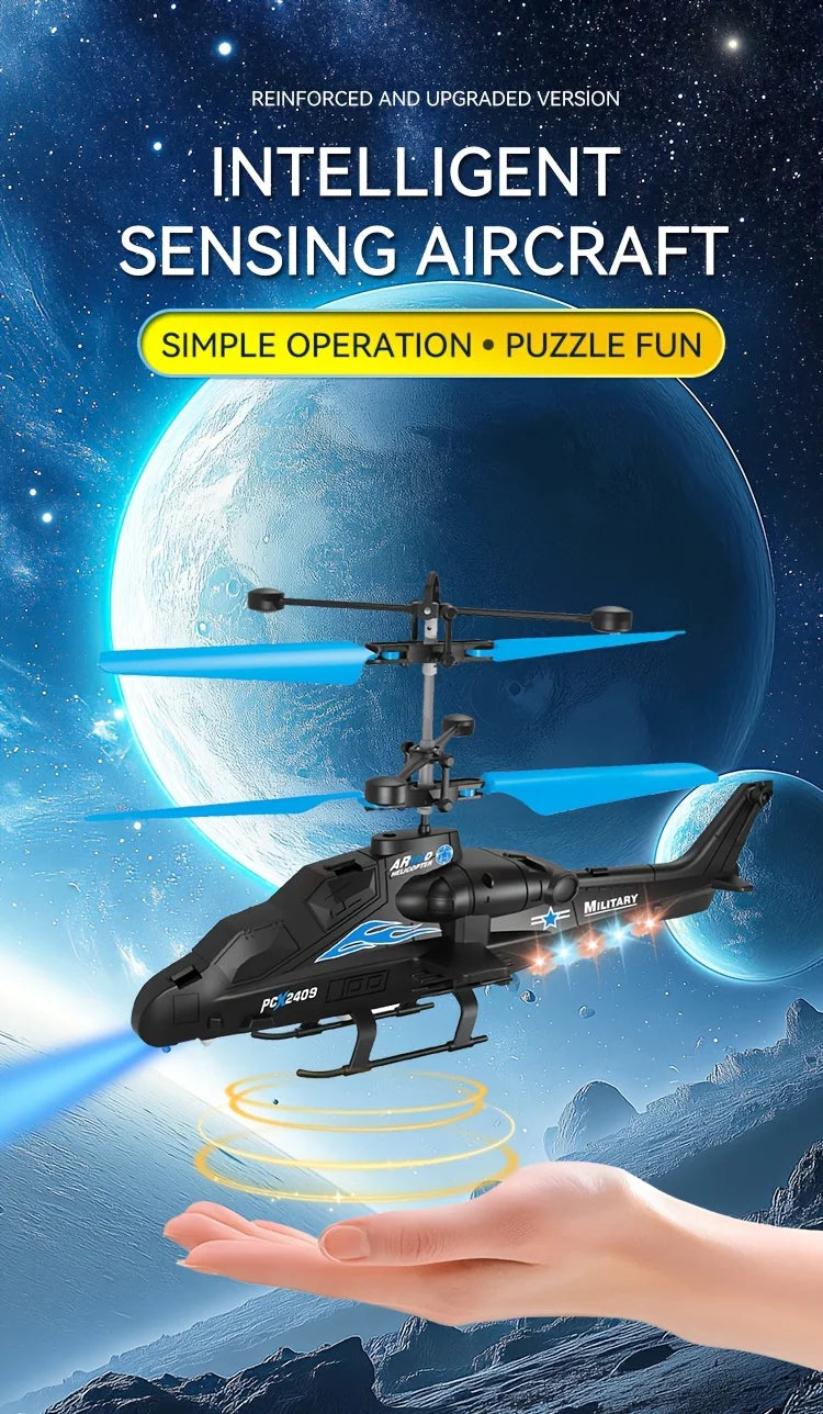 Rechargeable Mini RC Drone Remote Safe Fall-resistant RC Helicopters Drone LED Colorful Luminous Induction Fighter Children Toys