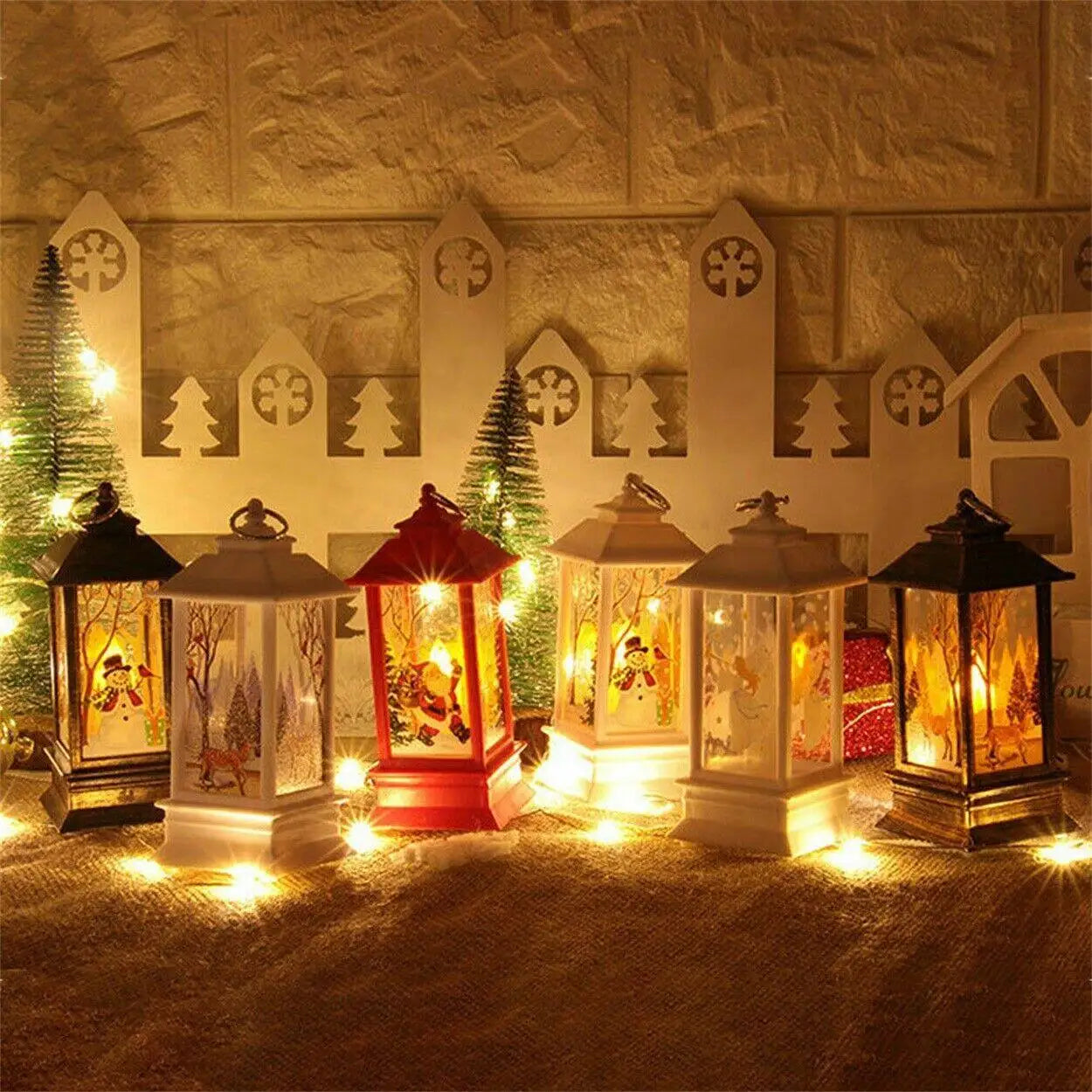 Led Christmas Light Decor Night Snowman For Navidad Xmas Castle Claus Lamp Ornament Santa Party Hanging Decoration Vintage Gifts