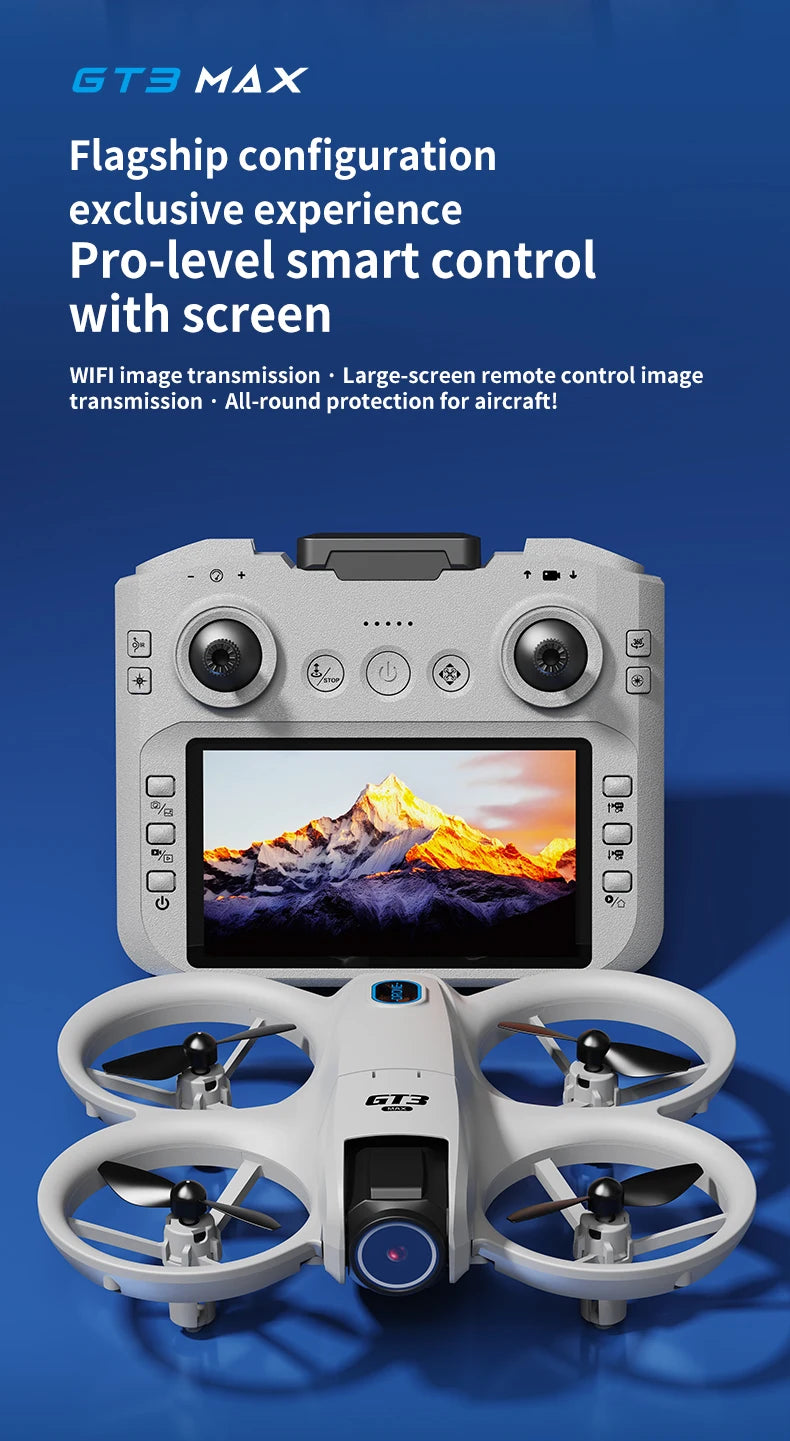 GT3 Mini Dual Camera Drone 6K/8K – Obstacle Avoidance FPV Quadcopter with LED Lights, Optical Flow, 360° Flip & App Control