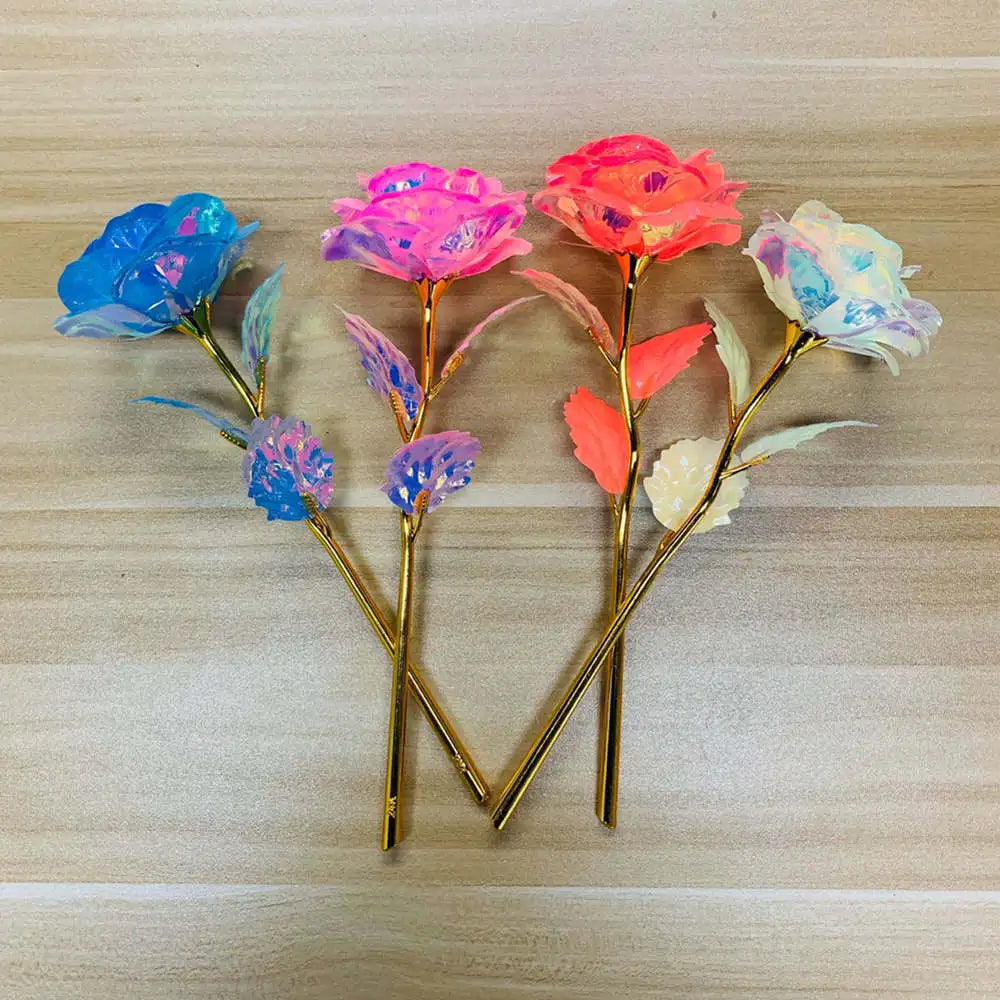 Luminous Eternal Rose Flower with 24K Gold Foil – Glow in the Dark Artificial Rose | Romantic Valentine’s Day & Mother’s Day Gift