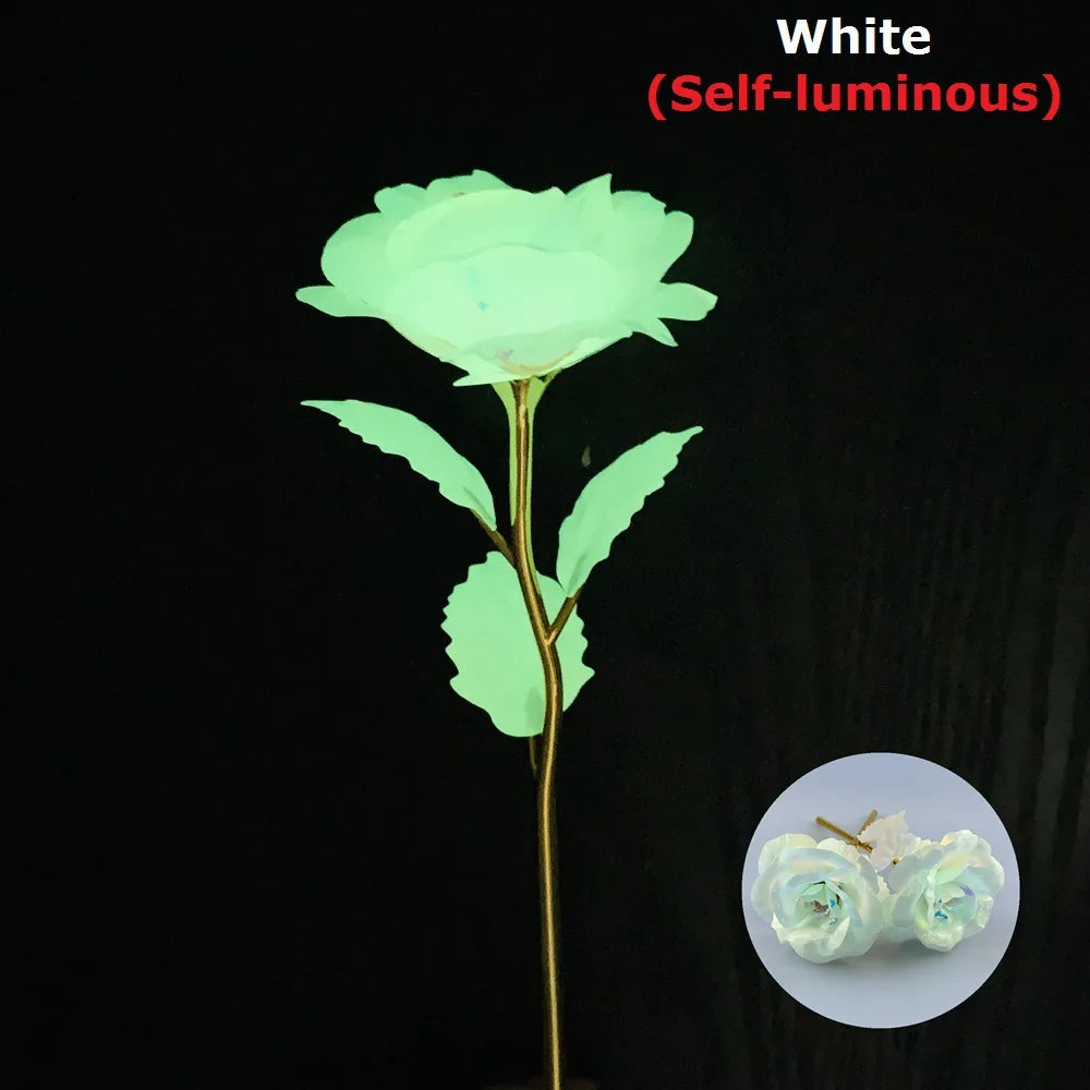 Luminous Eternal Rose Flower with 24K Gold Foil – Glow in the Dark Artificial Rose | Romantic Valentine’s Day & Mother’s Day Gift