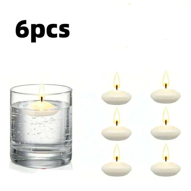 6/10/16Pcs Unscented Discs Floating Valentine's Day Candles Party Wedding Bathtub Decor Romantic Confession Candlelight Decor