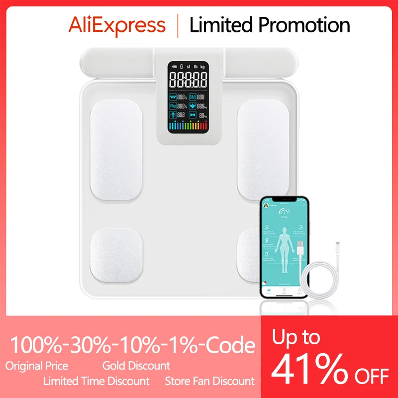 Smart Bioimpedance Scale New Highly Accurate Digital Display Body Fat Scale Body Composition Analyzer Smart Weight Scale