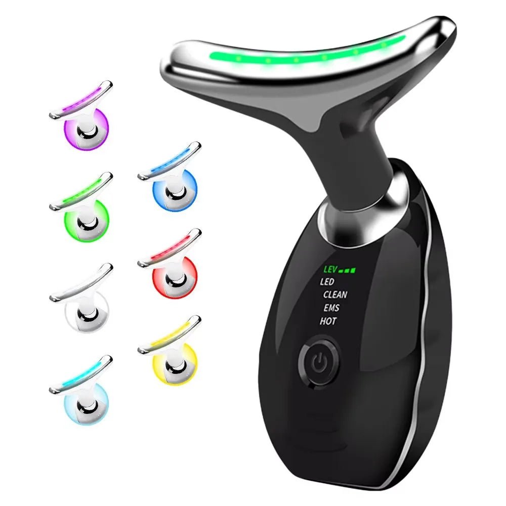 7-Color LED Face & Neck Beauty Device – Vibration Massage Skin Tightening Tool for Wrinkles, Double Chin & Face Lifting