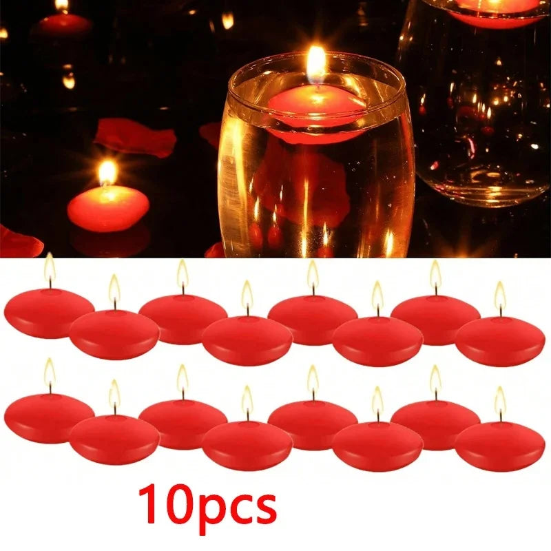 6/10/16Pcs Unscented Discs Floating Valentine's Day Candles Party Wedding Bathtub Decor Romantic Confession Candlelight Decor
