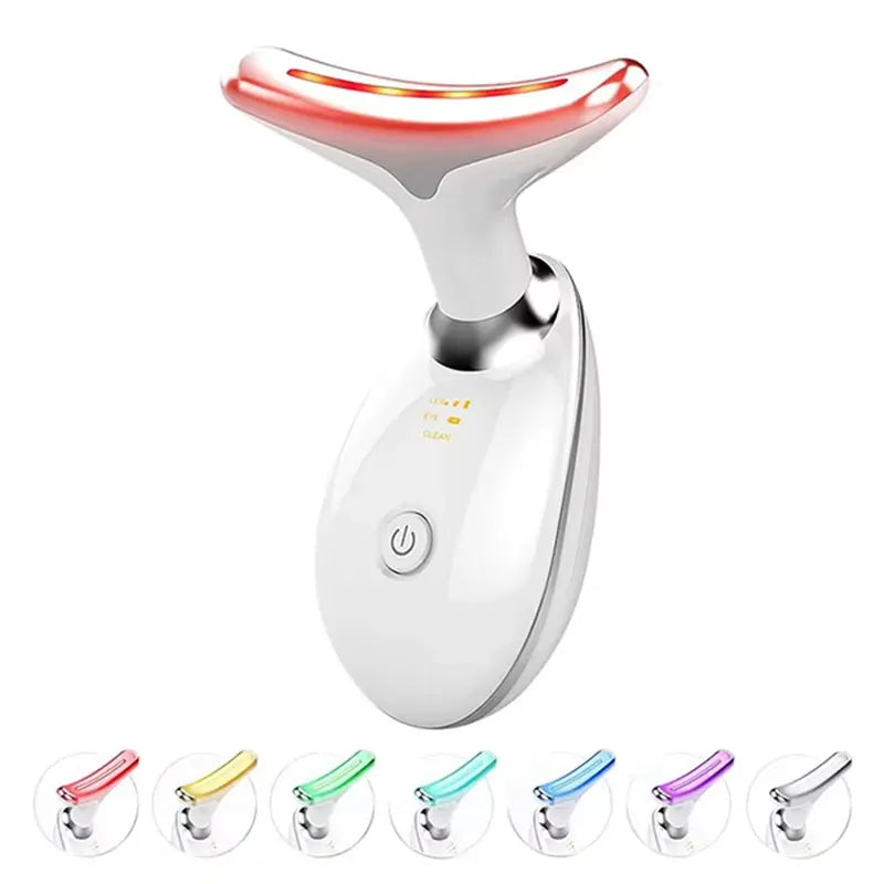 7-Color LED Face & Neck Beauty Device – Vibration Massage Skin Tightening Tool for Wrinkles, Double Chin & Face Lifting