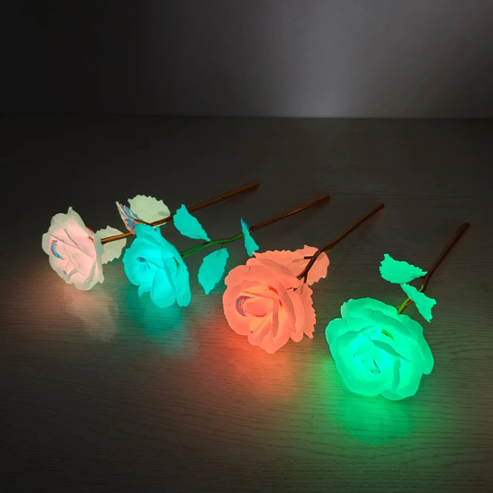 Luminous Eternal Rose Flower with 24K Gold Foil – Glow in the Dark Artificial Rose | Romantic Valentine’s Day & Mother’s Day Gift