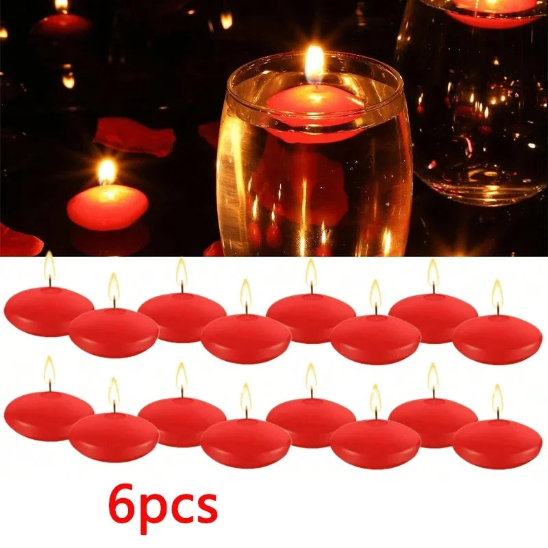6/10/16Pcs Unscented Discs Floating Valentine's Day Candles Party Wedding Bathtub Decor Romantic Confession Candlelight Decor
