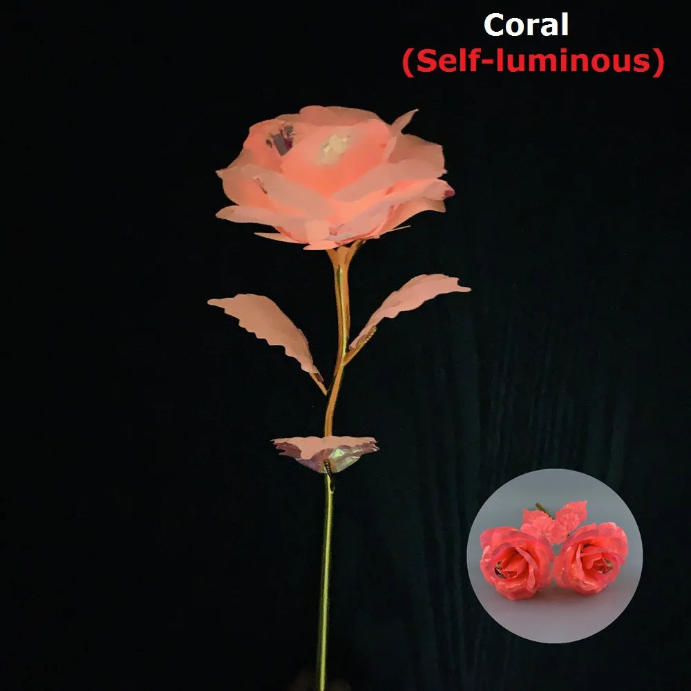 Luminous Eternal Rose Flower with 24K Gold Foil – Glow in the Dark Artificial Rose | Romantic Valentine’s Day & Mother’s Day Gift