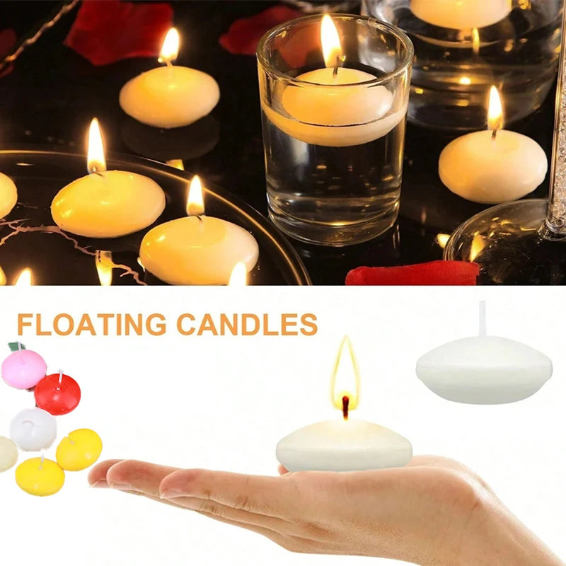 6/10/16Pcs Unscented Discs Floating Valentine's Day Candles Party Wedding Bathtub Decor Romantic Confession Candlelight Decor