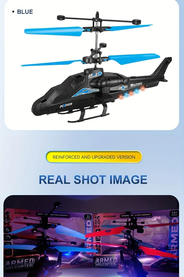 Rechargeable Mini RC Drone Remote Safe Fall-resistant RC Helicopters Drone LED Colorful Luminous Induction Fighter Children Toys