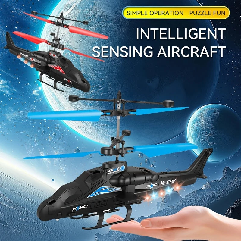 Rechargeable Mini RC Drone Remote Safe Fall-resistant RC Helicopters Drone LED Colorful Luminous Induction Fighter Children Toys