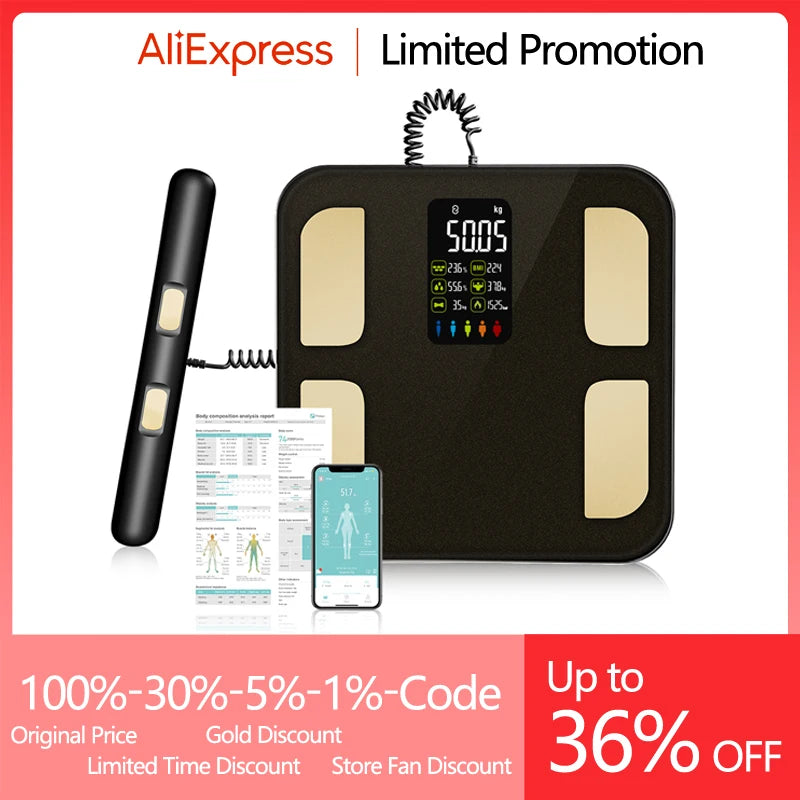 Smart Bioimpedance Scale New Highly Accurate Digital Display Body Fat Scale Body Composition Analyzer Smart Weight Scale