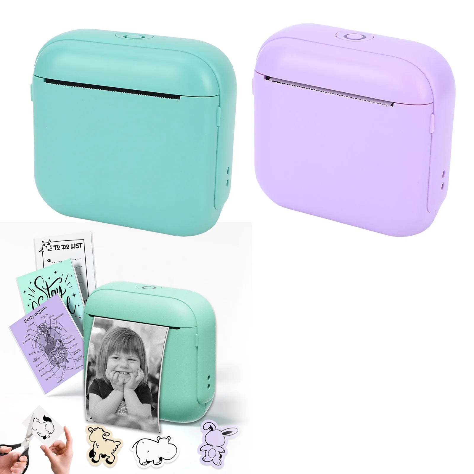 Portable Thermal Printer Thermal Label Printer Portable Bluetooth Thermal Inkless Photo Printer for Home School