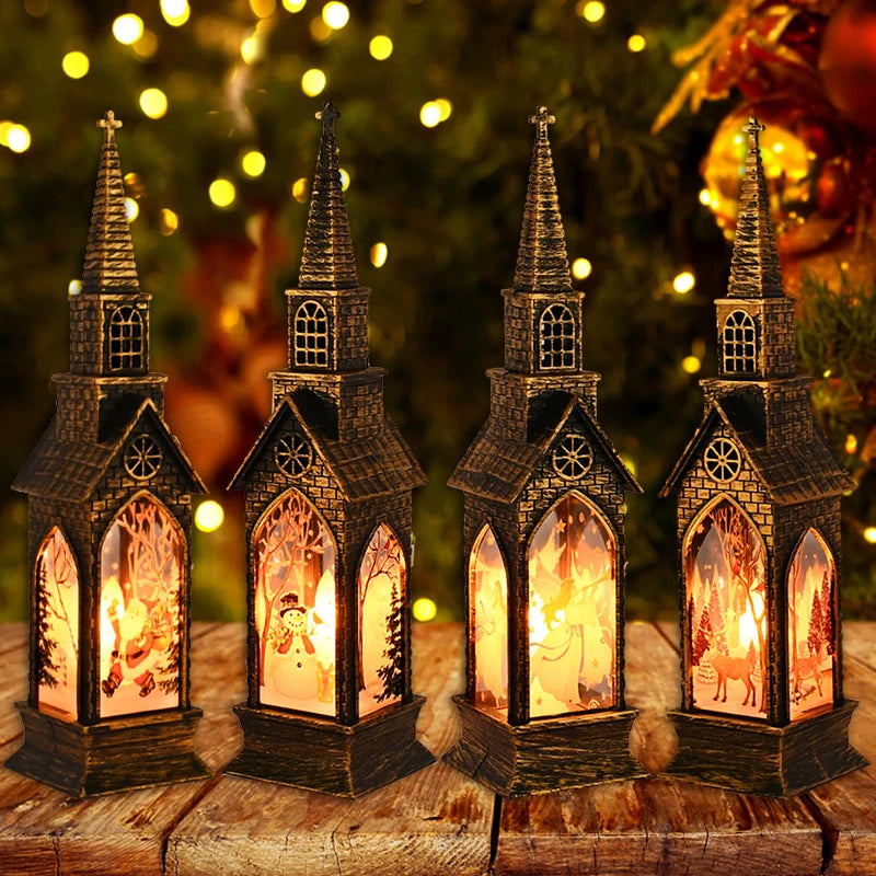 Christmas LED Night Light Santa Claus Snowman Fairy Light Lantern 2025 Christmas Home Table Decoration New Year Party Kids Gift