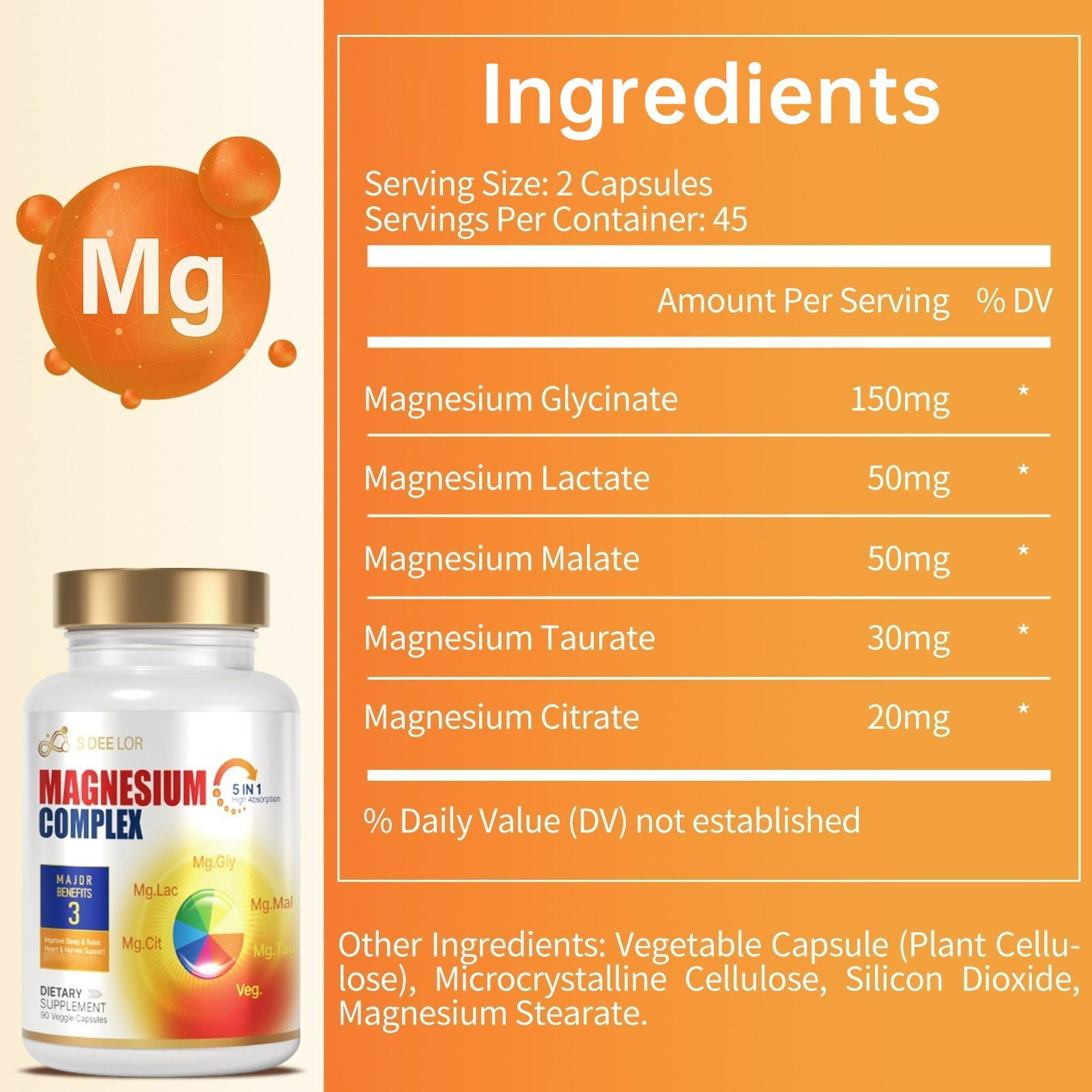 Magnesium Glycinate Malate Vitamin D3 Vegan Formula Supports Bone Health Highly Absorbable Chelated Product